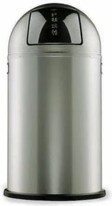 Wesco Abfallbehälter, 50l, HxØ 755x400mm, Innenbehälter Metall, Kopfteil Silber, Korpus Stahl Silber, Deckel Edelstahl