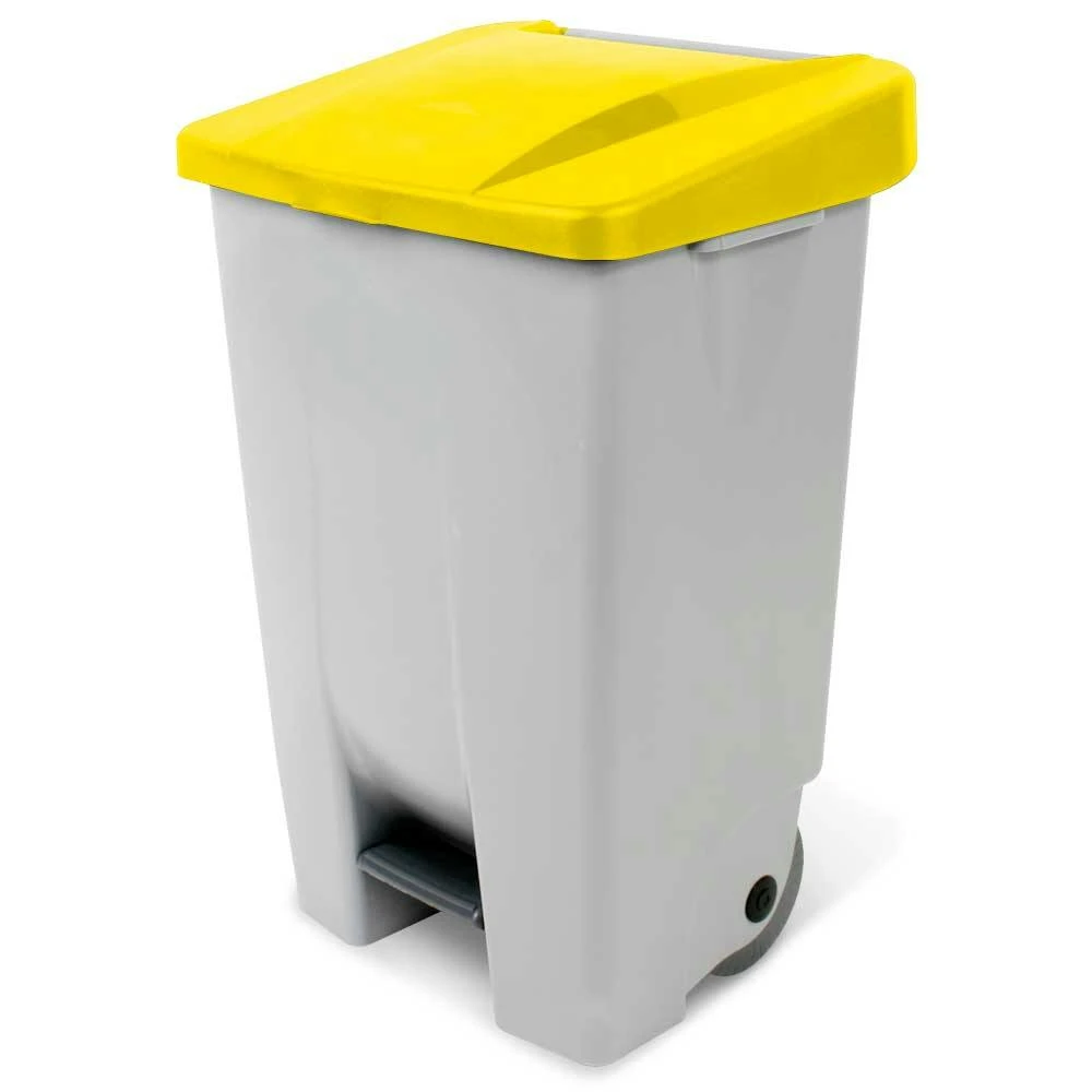 Tretabfalleimer mit Rollen, Inhalt 60 Liter, HxBxT 700 x 380 x 490 mm, Korpus grau/Deckel gelb Tretabfalleimer Mit Rollen, Inhalt 60 Liter, HxBxT 700 X 380 X 490 Mm, Korpus Grau/Deckel Gelb -Sauberkeit Und Hygiene 6efbd6ad c8ee 4eb5 a64c d08ea62cd6e7