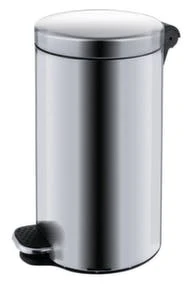 Edelstahl-Tretabfallbehälter, 12l, HxØ 400x250mm, Innenbehälter Kunststoff, Korpus Matt, Deckel Matt