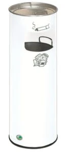 Kombiascher, HxØ 660x230mm, Korpus Stahl Weiß, M. Kippensieb