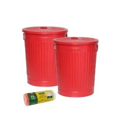 Jinfa 2er-Set Retrodesign Mülleimer Mit Griffen Und Deckel + 30 Müllbeutel | Gelb | 62L -Sauberkeit Und Hygiene a37c2ef6 0115 42ed 84c3 82da96a74b28