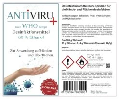 ANTiVIRU+ | Desinfektionsmittel 12x 100ml Aerosoldose | Handdesinfektion & Flächendesinfektion | Viruzid | Anwendungsfertig -Sauberkeit Und Hygiene aaa8e0bf 2751 4487 bdac 08cc03cb0c77