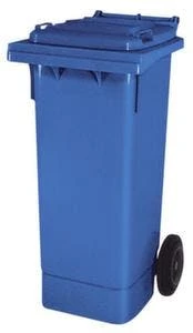 Abfalltonne, 80l, Korpus PE Blau, HxBxT 930x448x530mm, 2 Räder