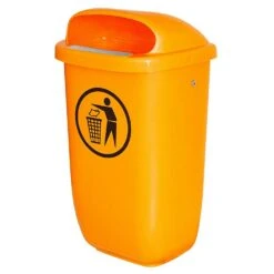 BRB Abfallbehälter Für Den Außenbereich, 50 Liter, Nach DIN 30713, Farbe: Orange