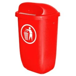 Abfallbehälter Nach DIN 30713, 50 Liter, Für Außenaufstellung, Rot