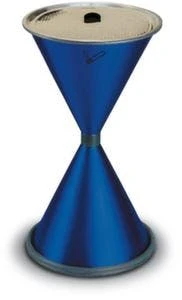 Standascher, HxØ 710x400mm, Stahl, Korpus Blau, Eieruhrform