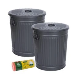 Jinfa 2er-Set Retrodesign Mülleimer Mit Griffen Und Deckel + 30 Müllbeutel | Gelb | 62L -Sauberkeit Und Hygiene cb02b501 77cd 40cd af03 60294ca8740e