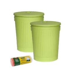 Jinfa 2er-Set Retrodesign Mülleimer Mit Griffen Und Deckel + 30 Müllbeutel | Gelb | 62L -Sauberkeit Und Hygiene d45dc7bc 5b79 41b6 ae5e 7a4eb27e122e