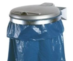 Müllsackhalter, Wandbefestigung, 120l, BxT 400x510mm, Gestell Enzianblau, Deckel Verzinkt -Sauberkeit Und Hygiene d59570e6 f8a5 4b94 b820 4b298457e8bd