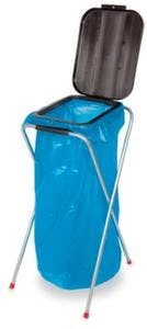 Müllsackständer, 70-120l, HxBxT 810x370x410mm, Gestell Verzinkt, Deckel Kunststoff Schwarz