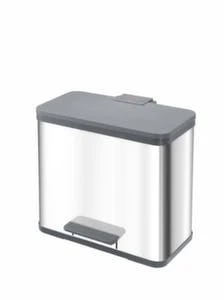 HAILO Tretabfallsammler, 1x11/1x19l, HxBxT 440x470x250mm, Innenbehälter Kunststoff, Korpus Edelstahl, Deckel Kunststoff, Bodenring