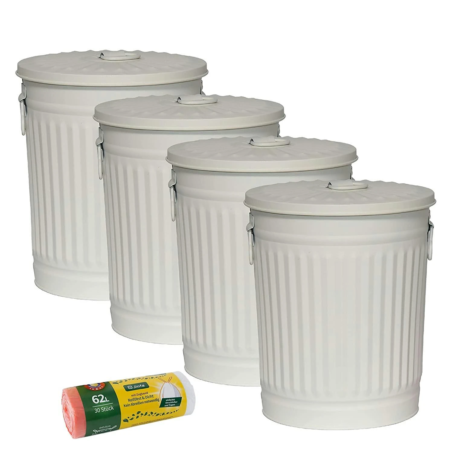 Jinfa 4er-Set Retrodesign Mülleimer mit Griffen und Deckel + 30 Müllbeutel | Cremeweiß | 62L Jinfa 4er-Set Retrodesign Mülleimer Mit Griffen Und Deckel + 30 Müllbeutel | Cremeweiß | 62L -Sauberkeit Und Hygiene f3198ebf 969b 4d14 bdf3 a4593b926457