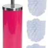 MSV WC Bürste Toilettenbürste WC Garnitur Klobürste „Miami“ Mit Hygienischem Behälter Pink + 2 Ersatzbürstenköpfe