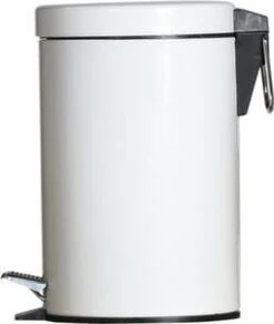 Tretabfallbehälter, 3l, HxØ 270x167mm, Innenbehälter Kunststoff, Korpus Metall Weiß, Deckel Metall Weiß